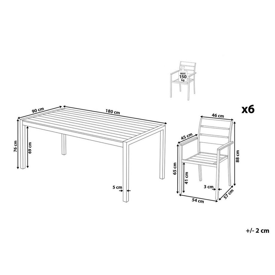 Beliani Set da pranzo per giardino con sedie en Legno plastico Industriale VERNIO  
