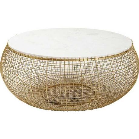 KARE Design Couchtisch Cesta Marmor gold Ø100cm  