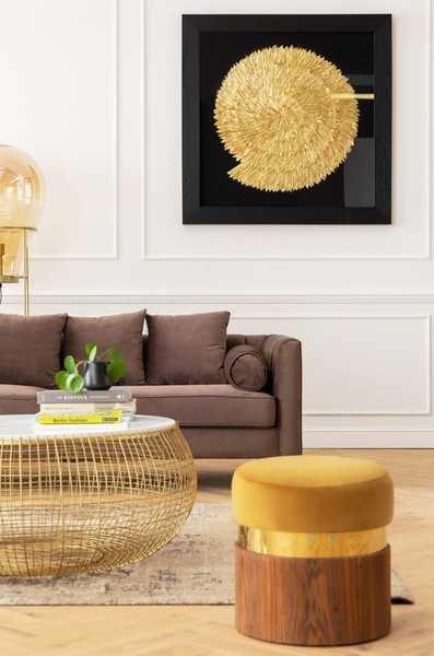 KARE Design Couchtisch Cesta Marmor gold Ø100cm  