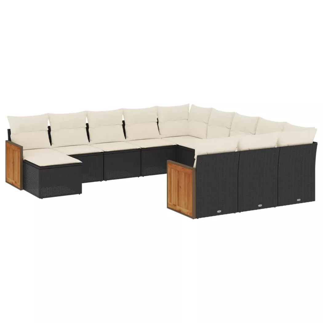 VidaXL - set divano da giardino Polirattan, One Size, Nero