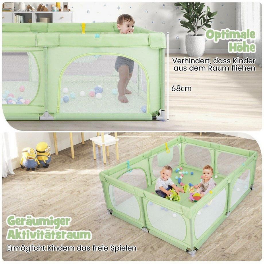 B2X  Box per bambini con 4 anelli da tirare e 50 palline oceaniche, rete traspirante e borsa per il trasporto Verde 