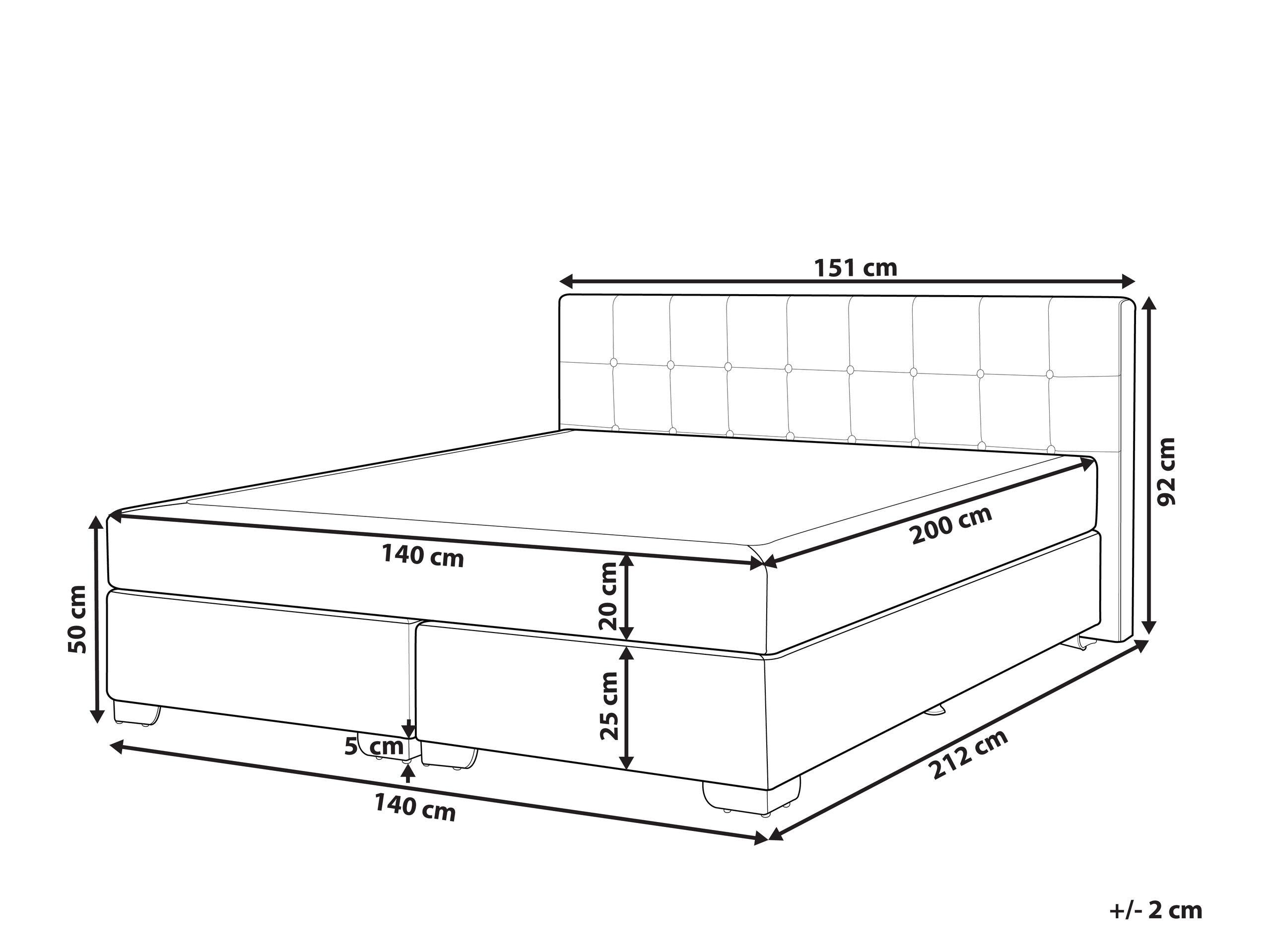 Beliani Lit Boxspring en Polyester Moderne ADMIRAL  