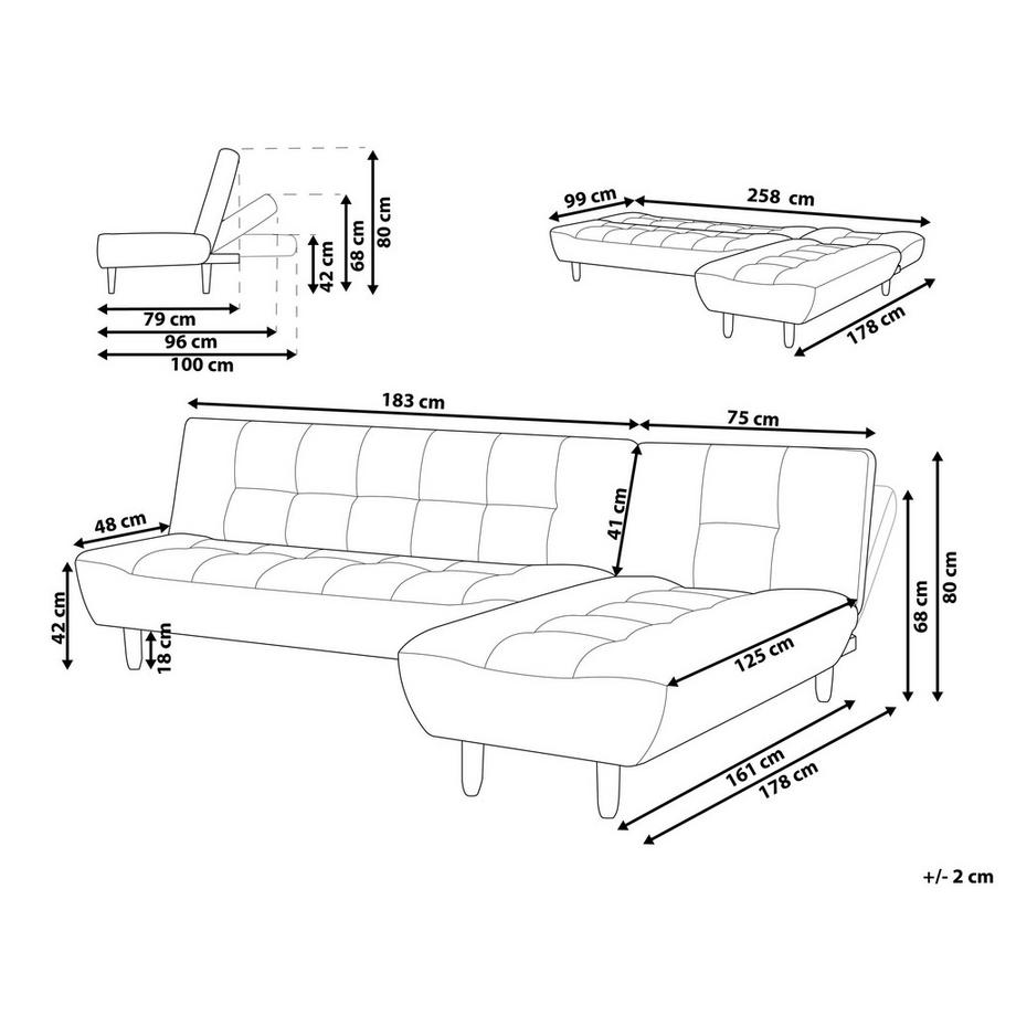 Beliani Linksseitiges Ecksofa aus Stoff Rustikal ALSTEN  