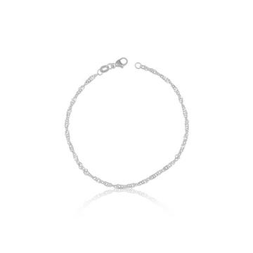 Bracelet en or blanc de Singapour 750, 19cm, 2,4mm