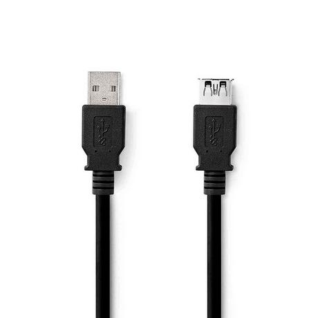 Nedis  Câble USB | USB 3.2 Gen 1 | USB-A mâle | USB-A femelle | 5 Gbps | Nickelé | 3.00 m | Rond | PVC | Noir | Etiquette 