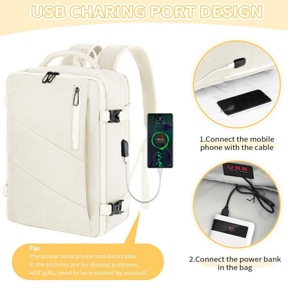 Only-bags.store Handgepäck Rucksack Laptop wasserdicht, Reise-Rucksack Handgepäck Flugzeug groß, mit USB-Anschluss  
