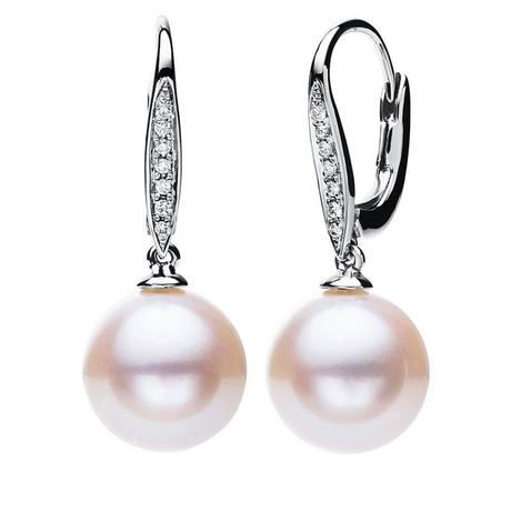 MUAU Schmuck  Boucles d'oreilles or blanc 750/18K diamant 0,07ct. 