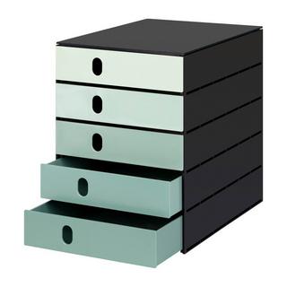 Styro STYRO Systembox stryoval 24x33x32cm 14-8000.95 grün/schwarz 5 Schubladen  