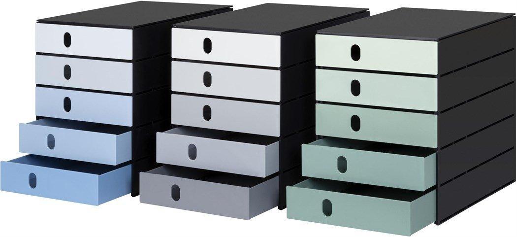 Styro STYRO Systembox stryoval 24x33x32cm 14-8000.95 grün/schwarz 5 Schubladen  