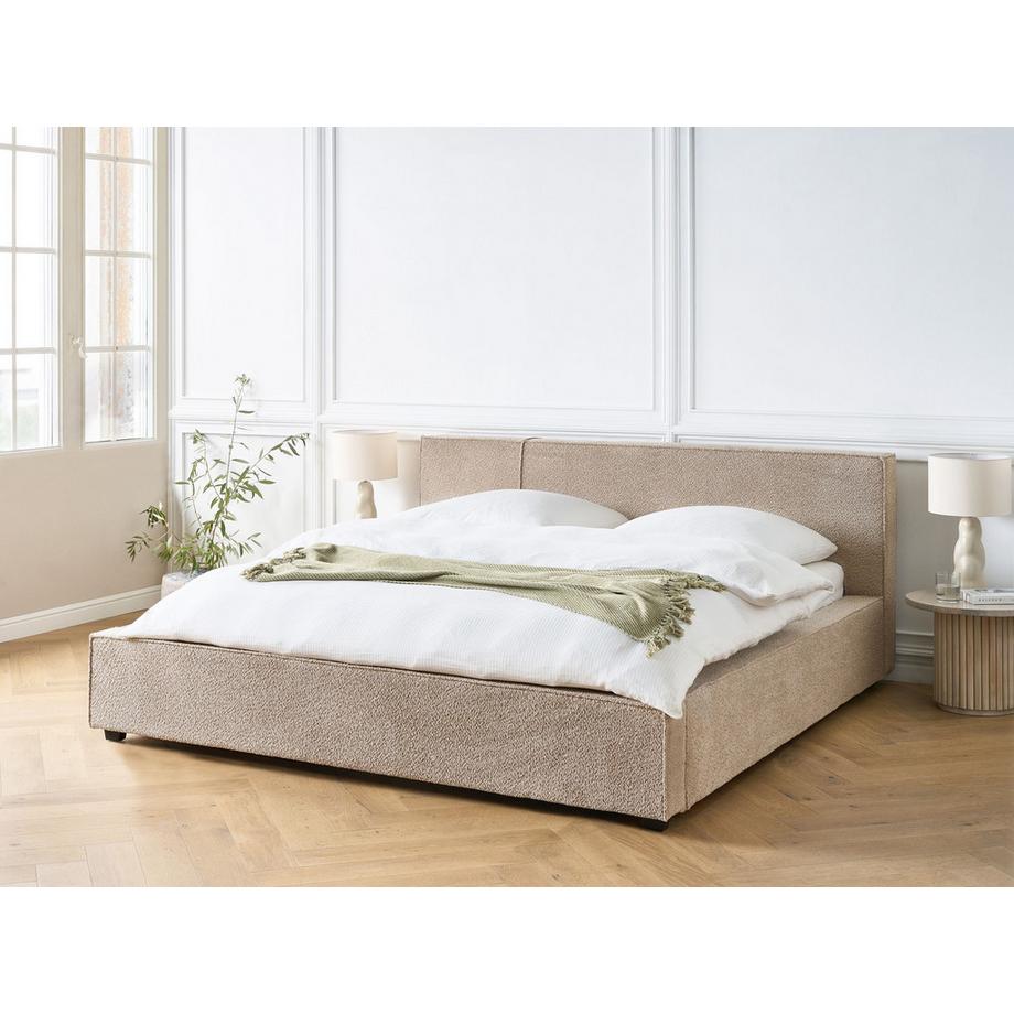 Beliani Lit avec sommier en Bouclé  MIRANDE  