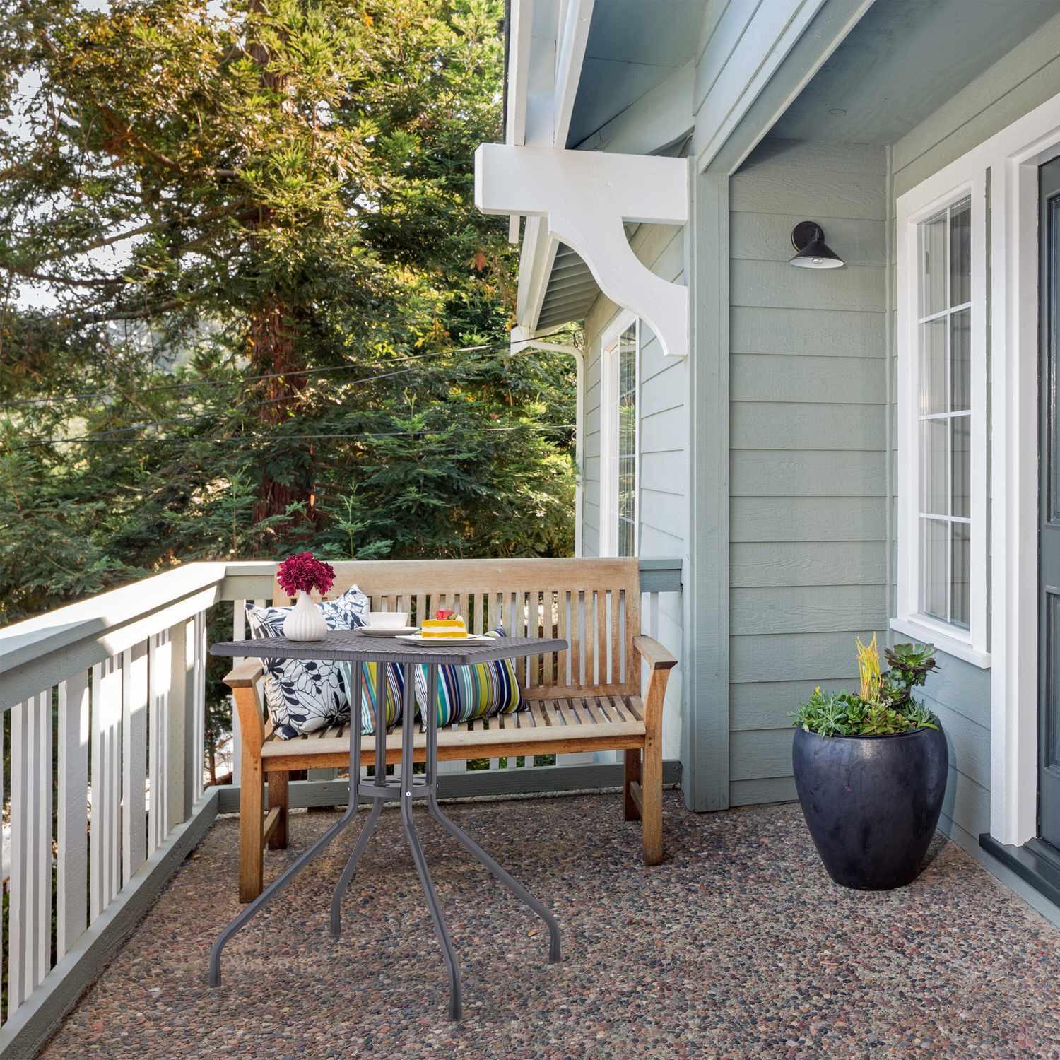 B2X Tavolo da giardino in rattan grigio  