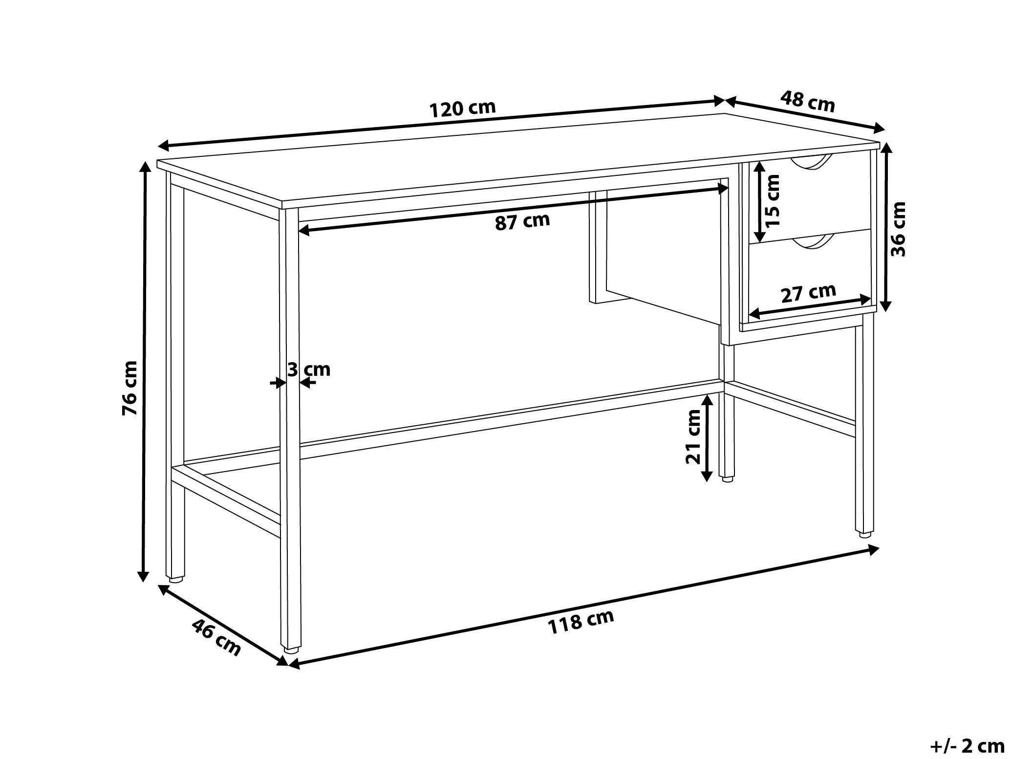 Beliani Table de bureau en MDF Industriel GRANT  