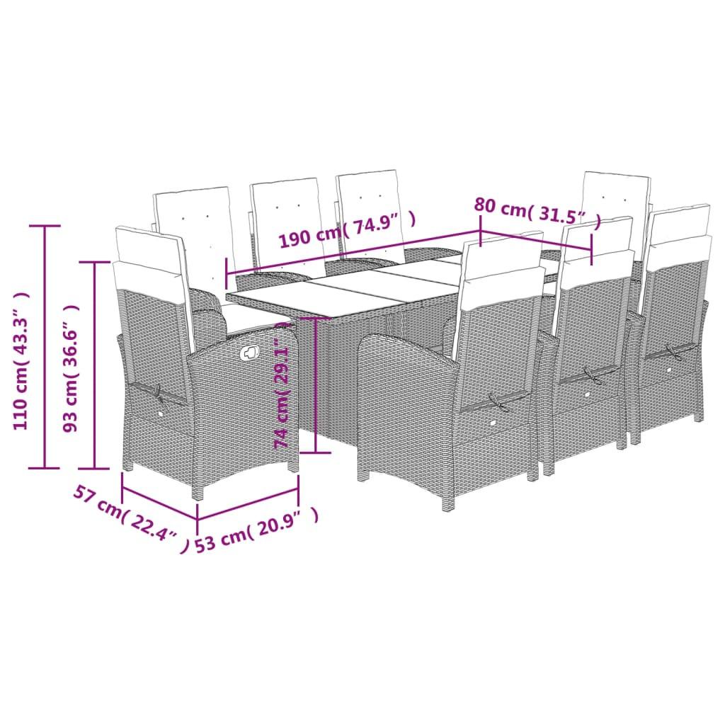 VidaXL set da pranzo da giardino Polirattan  