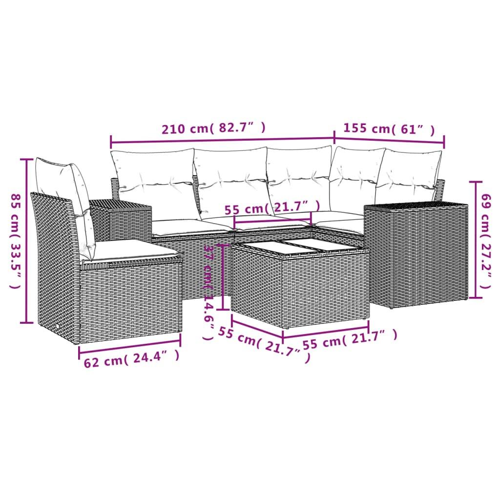 VidaXL set divano da giardino Polirattan  