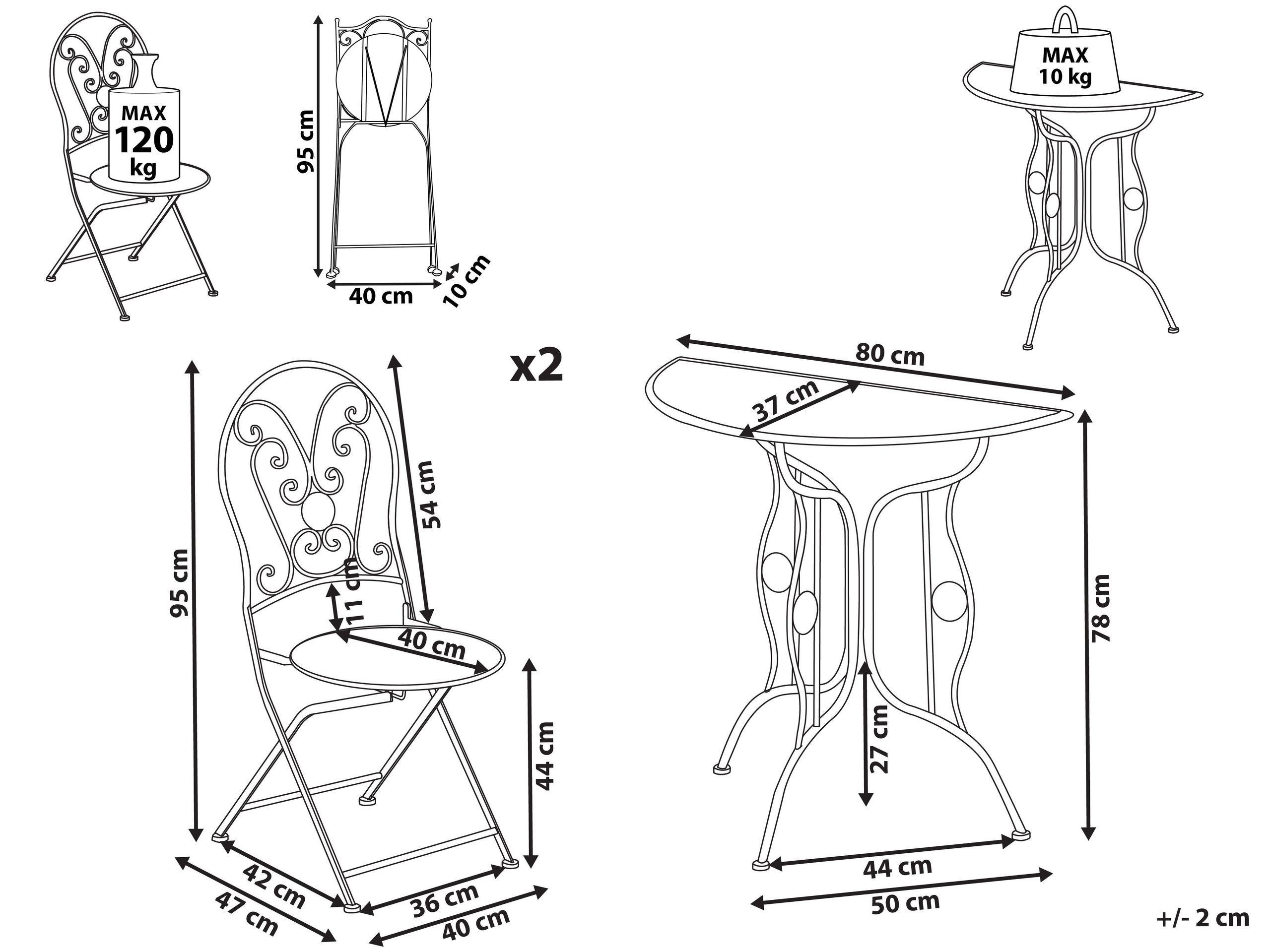 Beliani Ensemble pour bistro en Métal Rétro COGGIA  