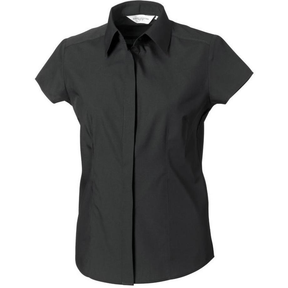 Russell Collection Popeline Kurzarm Pflegeleichte Bluse  