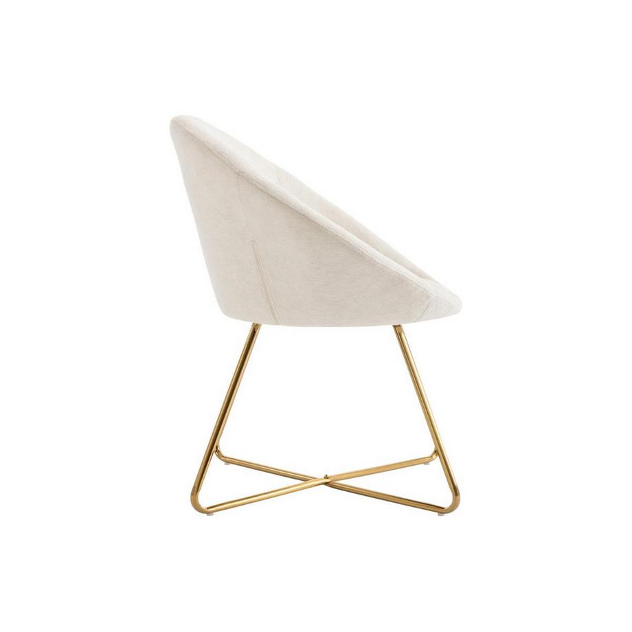 Vente-unique Chaise en tissu bouclette et métal doré - Blanc - BURBAN  