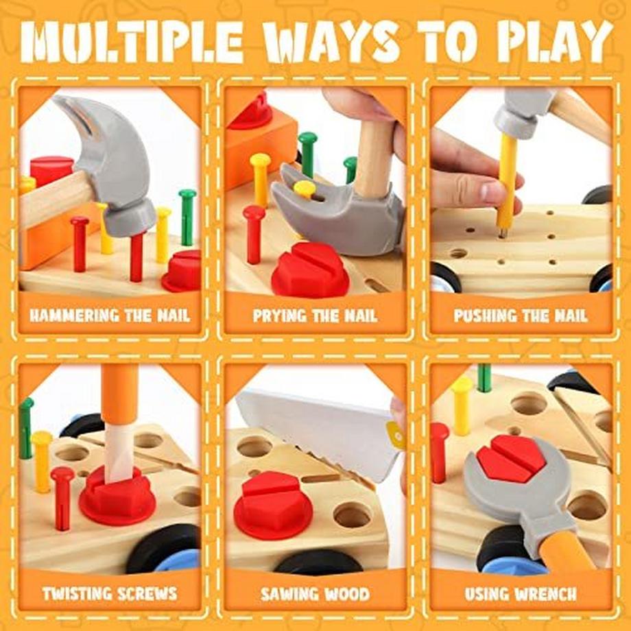 Activity-board  Werkzeug Kinder Spielzeug，Kinderwerkzeug Holzspielzeug Motorikspielzeug mit Aufbewahrungstasche 