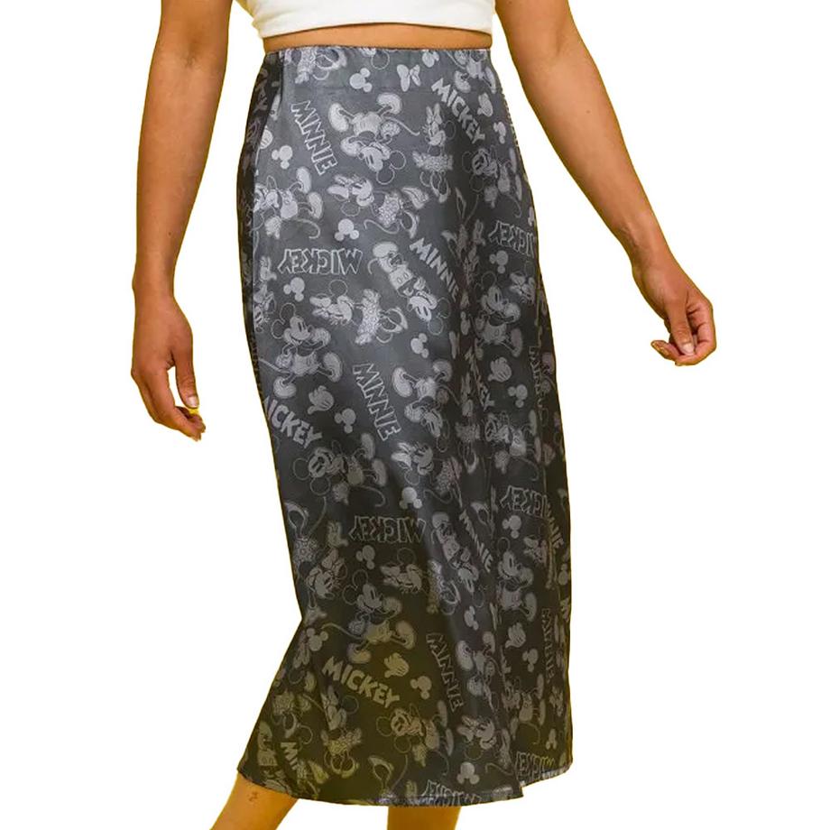 Disney Mickey Mouse Minnie Mouse Bedruckter Satin Midirock  
