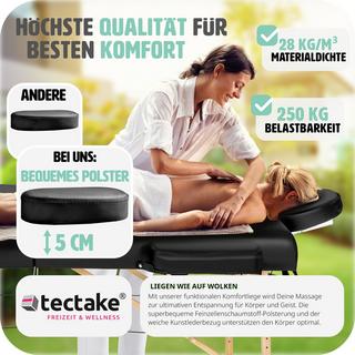 Tectake Table de massage pliante 2 Zones Bois, cosmétique, portable  