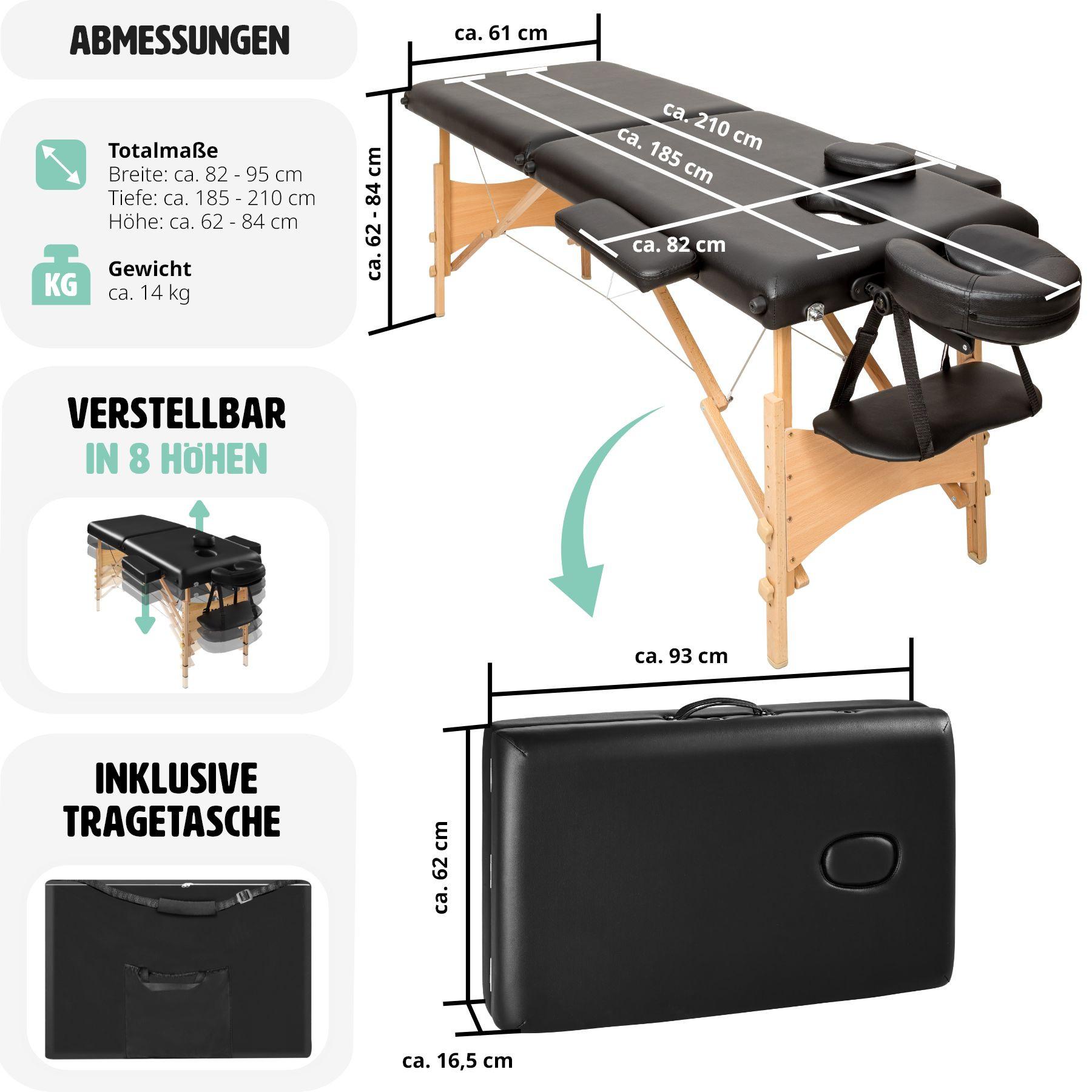 Tectake 2 Zonen Massageliege mit 5cm Polsterung und Holzgestell  