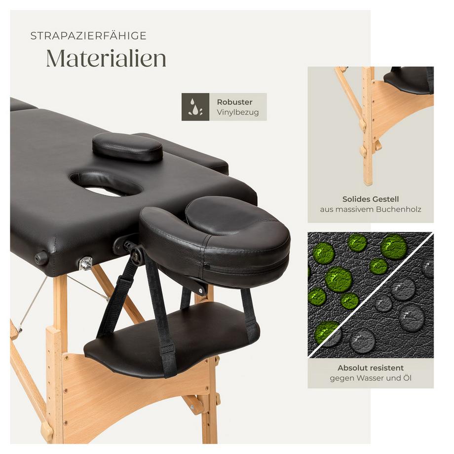 Tectake Table de massage portable pliante 2 zones FREDDI largeur 61 cm et rembourrage 5 cm  