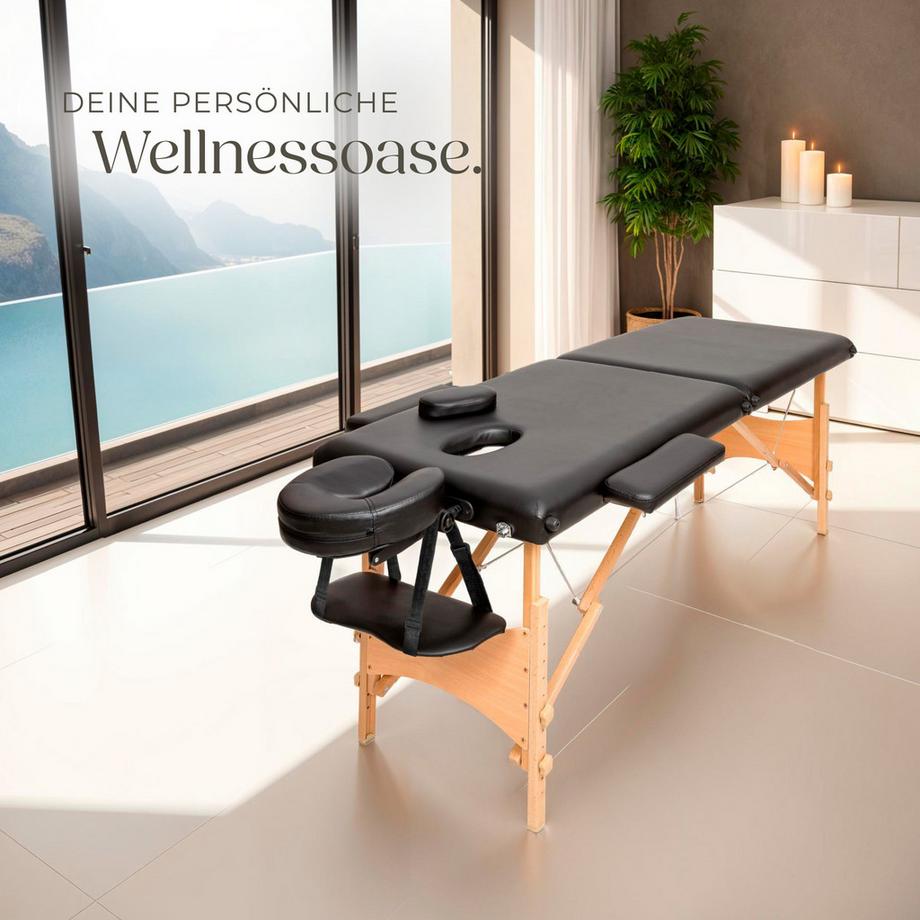 Tectake Table de massage portable pliante 2 zones FREDDI largeur 61 cm et rembourrage 5 cm  