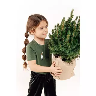 Hebe T-shirt mit Häschen und Weihnachtsbaum  Grün