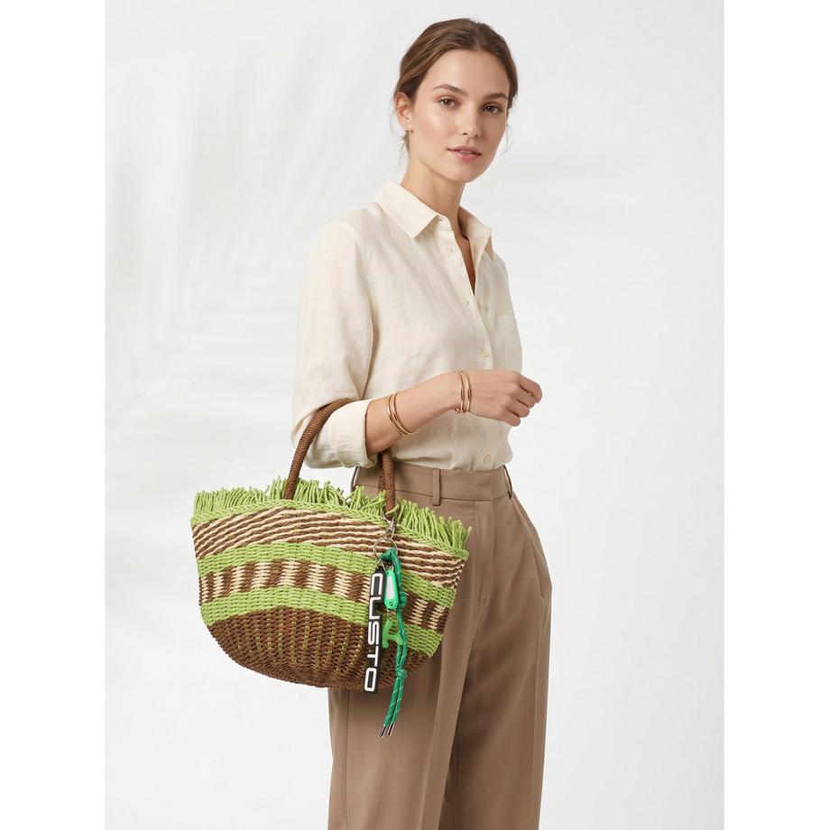 custo BARCELONA Sac à main tissé à rayures avec franges  