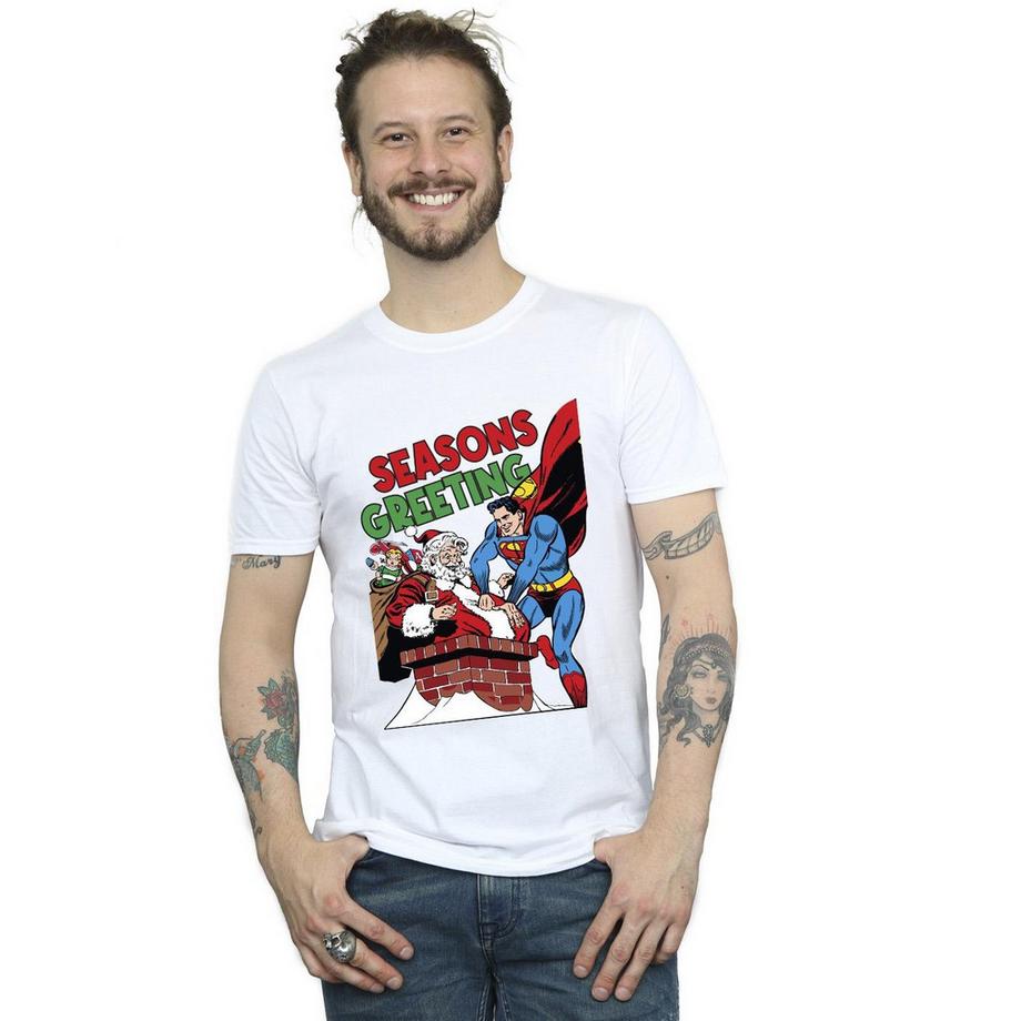 DC COMICS Seasons Greeting Superman Santa T-Shirt  