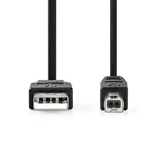 Nedis  Câble USB | USB 2.0 | USB-A mâle | USB-B mâle | 10 W | 480 Mbps | Nickelé | 1.00 m | Rond | PVC | Noir | Etiquette 