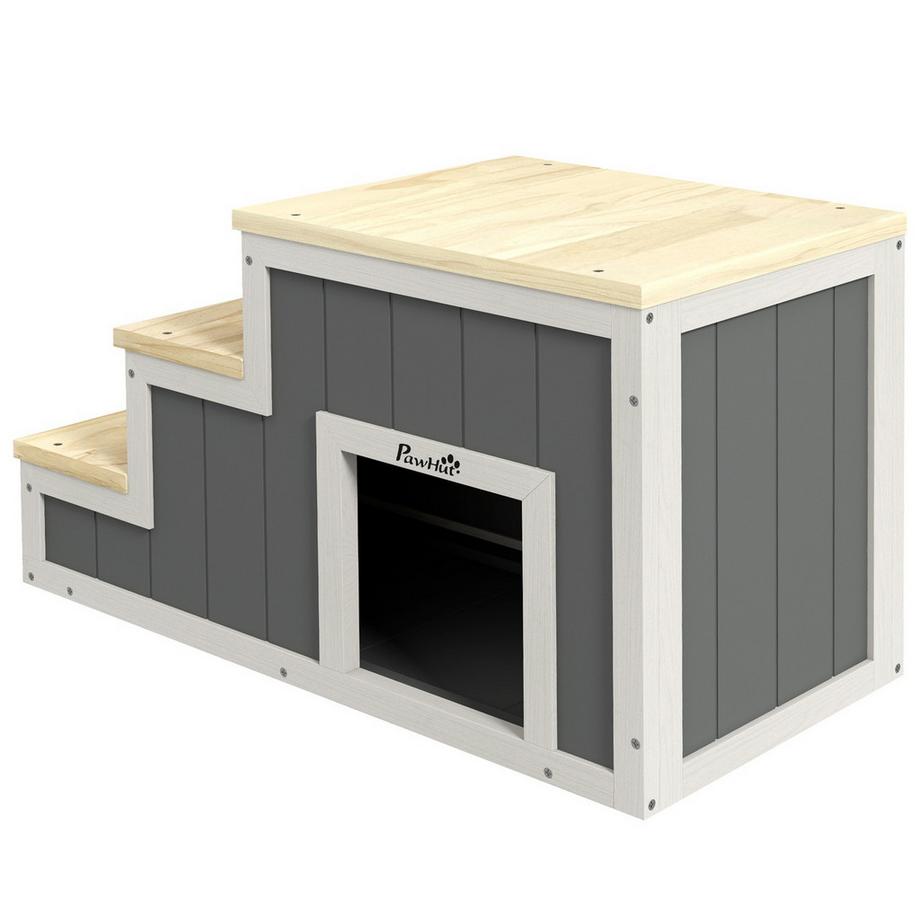 Northio  Escalier 2 En 1 Pour Chien, Escalier Pour Chat Avec Grotte, 3 Marches, Rampe En Bois Pour Animaux De Compagnie, Jusqu'À 30 Kg, Échelle Pour Animaux De Compagnie 