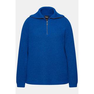 Ulla Popken  Maglione polo con collo alto, zip e maniche lunghe 