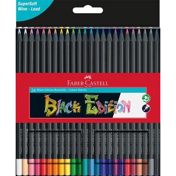 FABER-CASTELL Farbstifte Black Edition 116424 neon Farben ass. 24 Stück