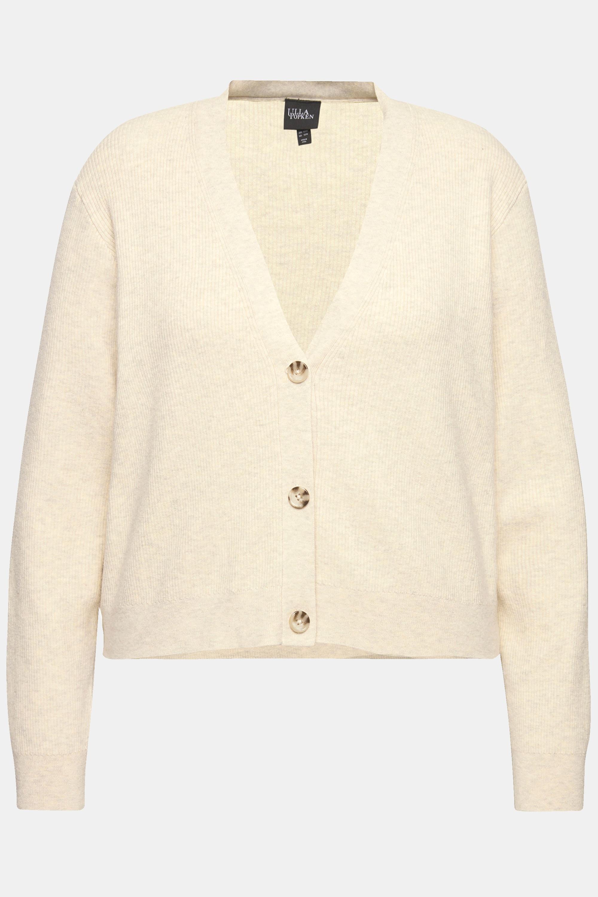 Ulla Popken  Cardigan con scollo a V, abbottonatura e maniche lunghe 