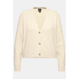 Ulla Popken  Cardigan à col en V et manches longues, patte de boutonnage 