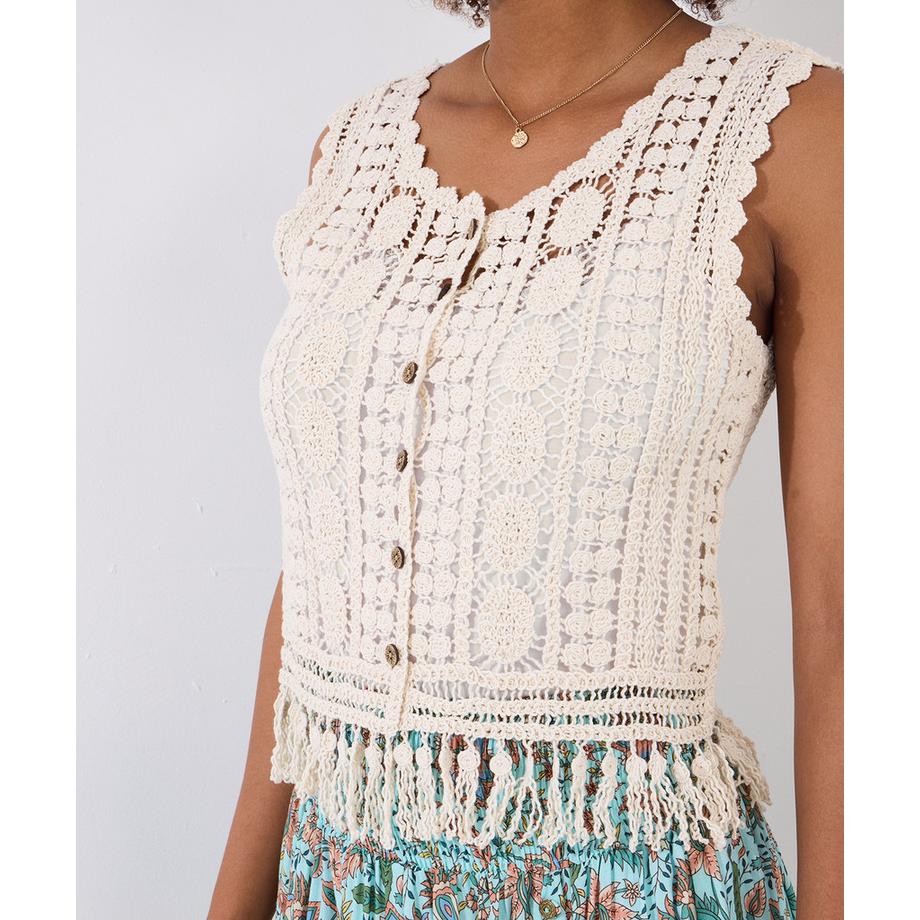 Joe Browns Häkelweste mit Quasten  