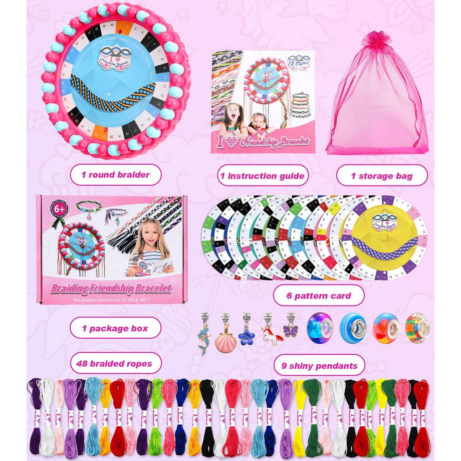 Activity-board  Freundschaftsarmbänder Bastelset Garnbündel und 6 geflochtene Karten, Freundschaftsarmbänder Basteln 