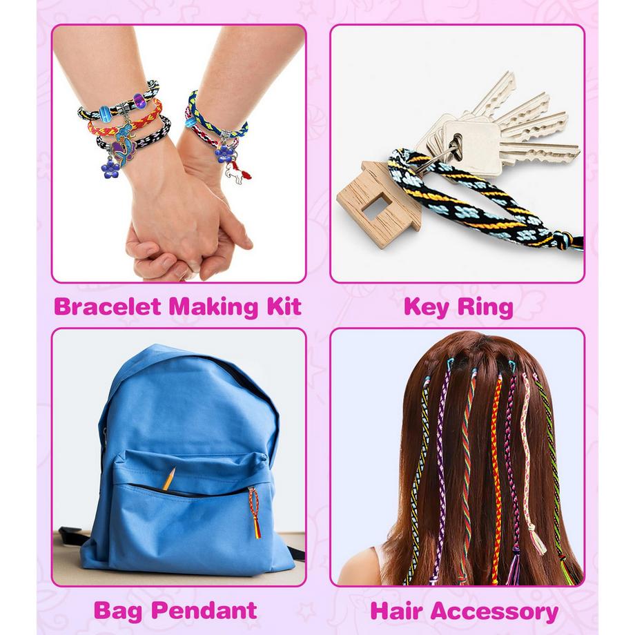 Activity-board  Freundschaftsarmbänder Bastelset Garnbündel und 6 geflochtene Karten, Freundschaftsarmbänder Basteln 