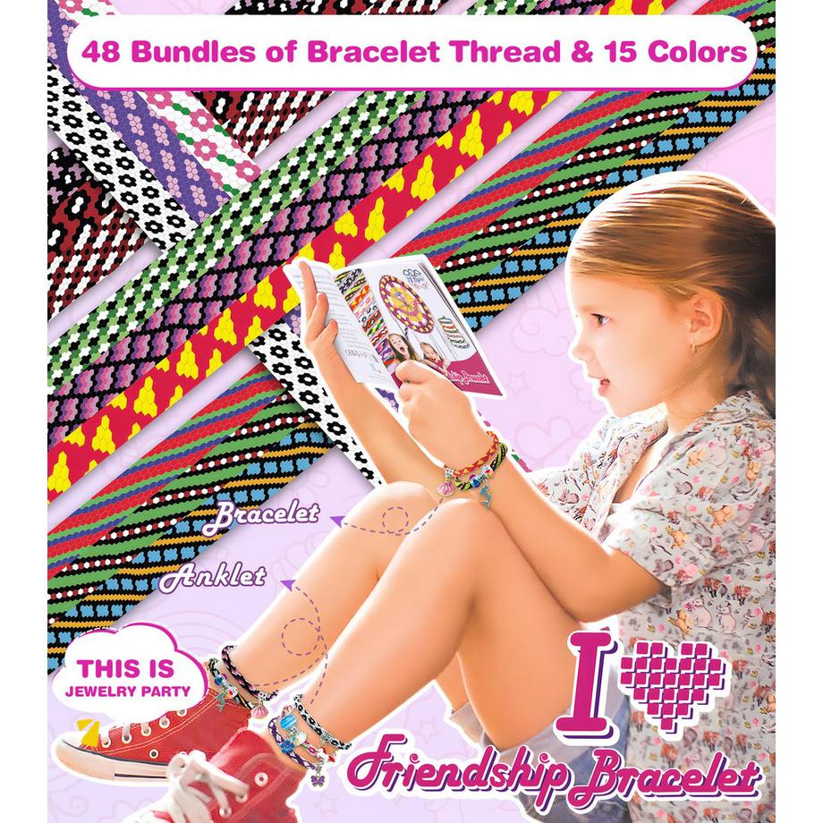 Activity-board  Freundschaftsarmbänder Bastelset Garnbündel und 6 geflochtene Karten, Freundschaftsarmbänder Basteln 