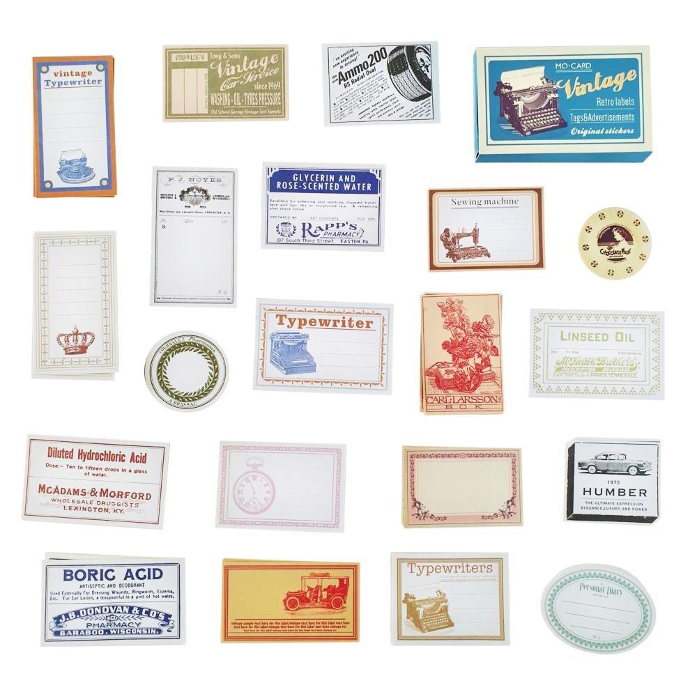 eStore 60 etichette adesive in scatola, vintage - n. 2  