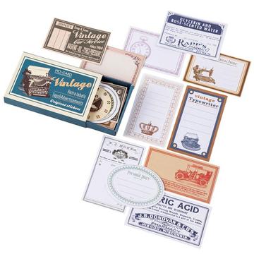 60 etichette adesive in scatola, vintage - n. 2