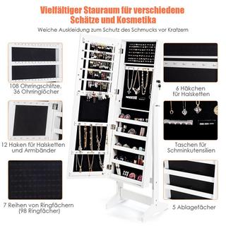 Northio Schmuckschrank mit Ganzkörperspiegel Schmuckständer 41 x 36,5 x 146 cm Weiß  