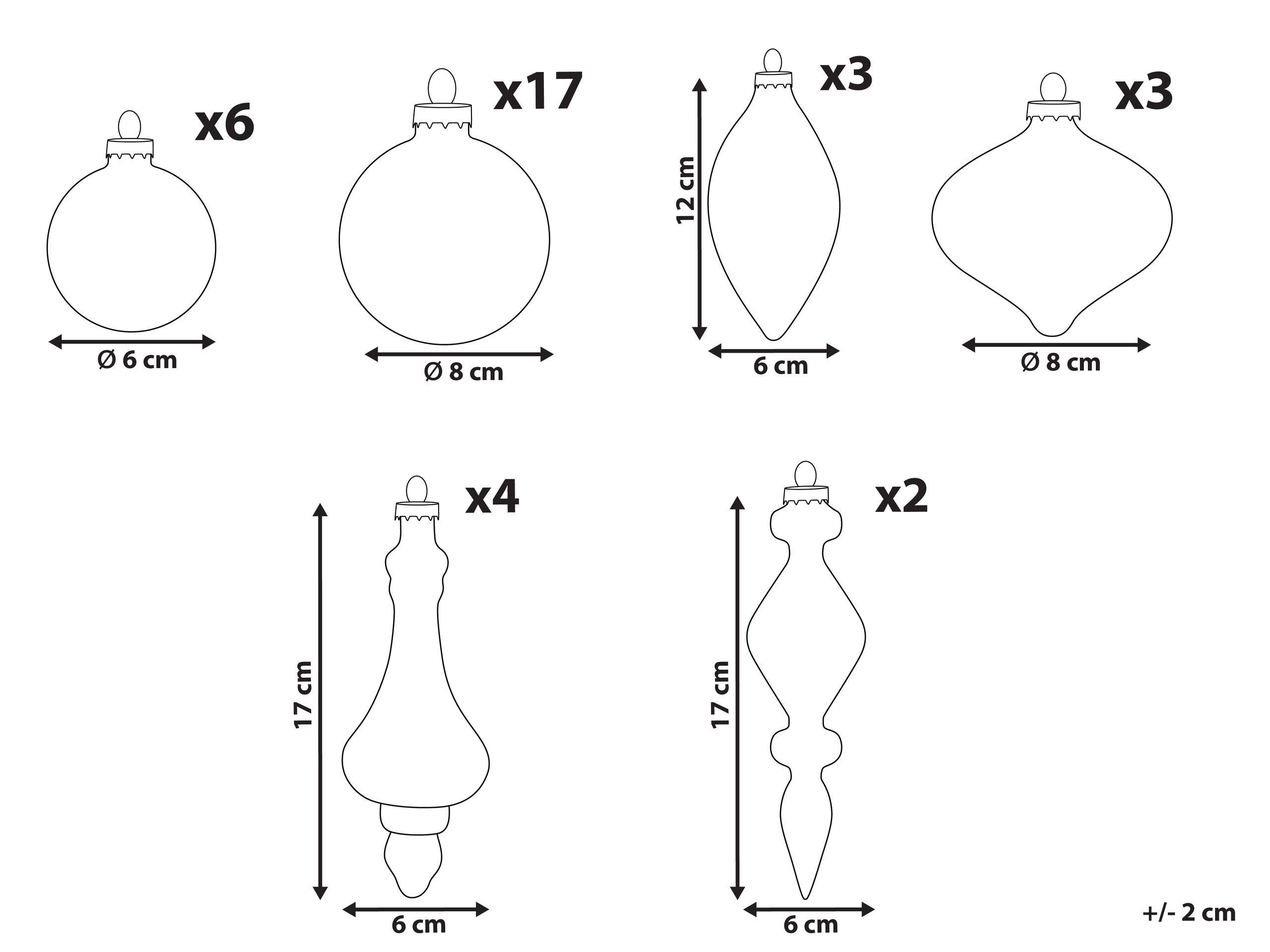 Beliani Weihnachtskugel 35er Set aus Glas Glamourös ICEDROP  