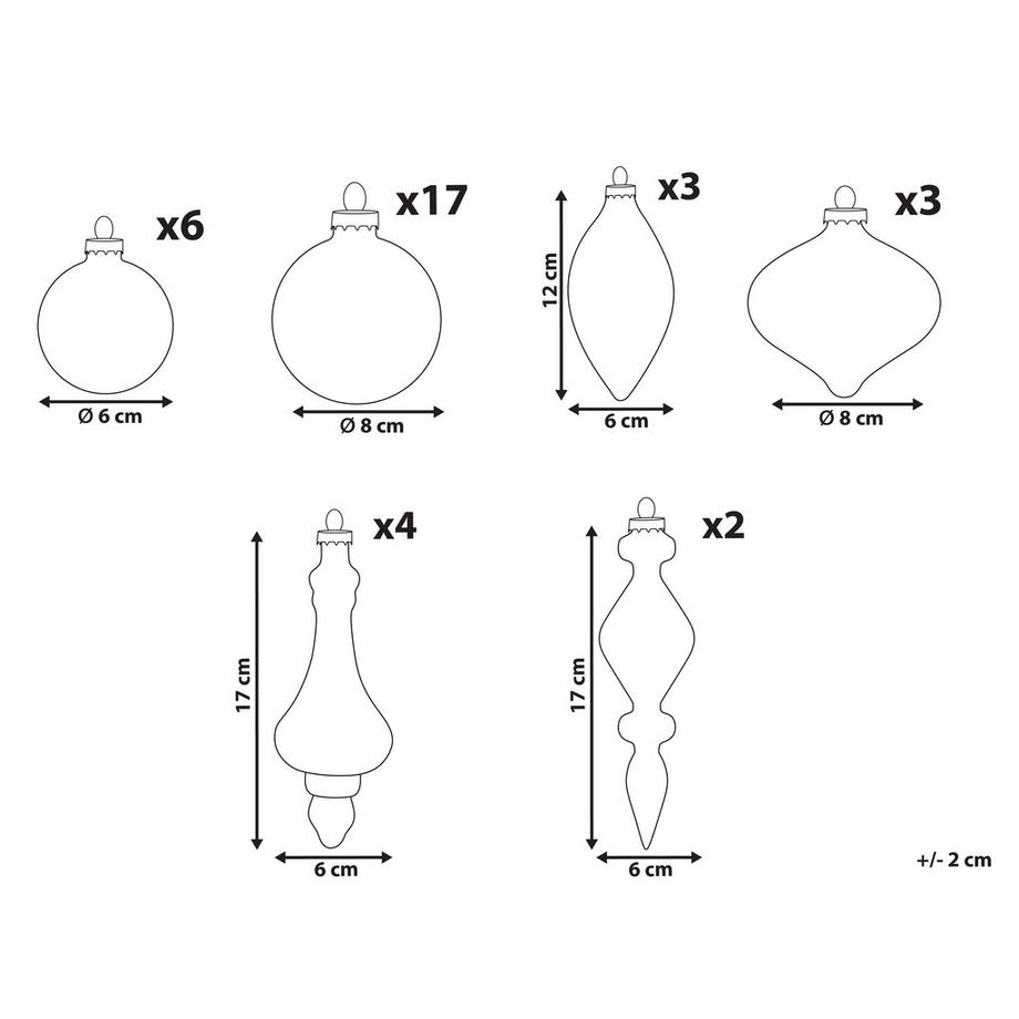 Beliani Lot de 35 boules en Verre Glamour ICEDROP  
