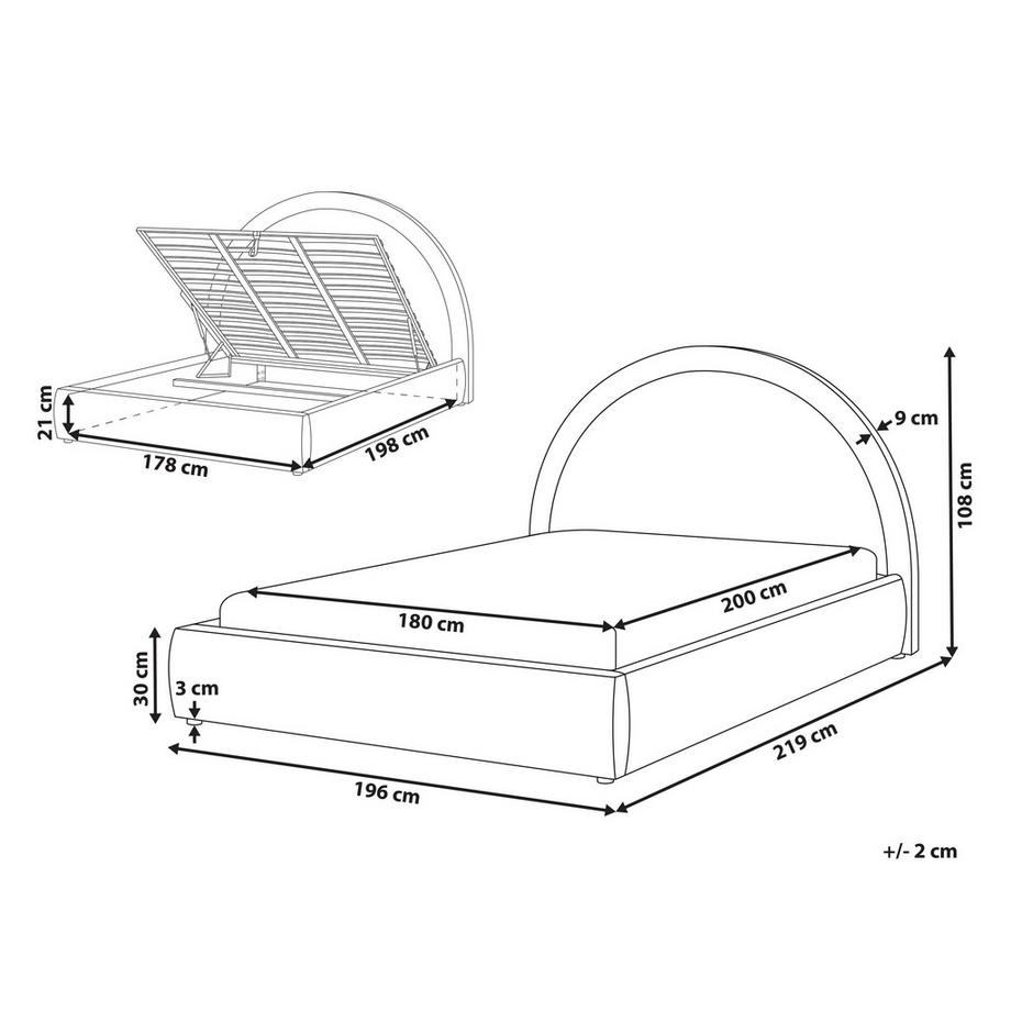 Beliani Letto contenitore en Tessuto Moderno MOUZON  