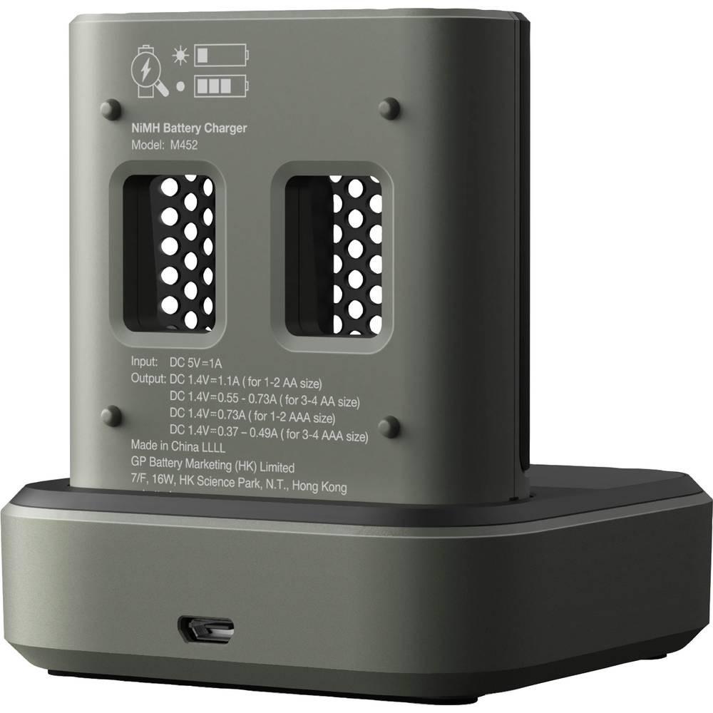 GP Batteries  USB-Modell Ladegerät GP M452, inkl. 4 x RECYKO AA Akkus 2600 mAh USB und USB Dockingstation 
