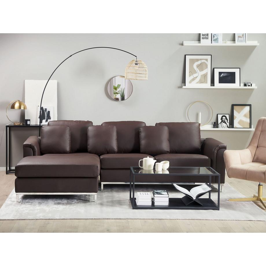 Beliani Canapé d'angle côté droit en Cuir Industriel OSLO  