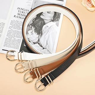 Only-bags.store 2 Pezzi Cintura in Pelle con Fibbia Dorata  