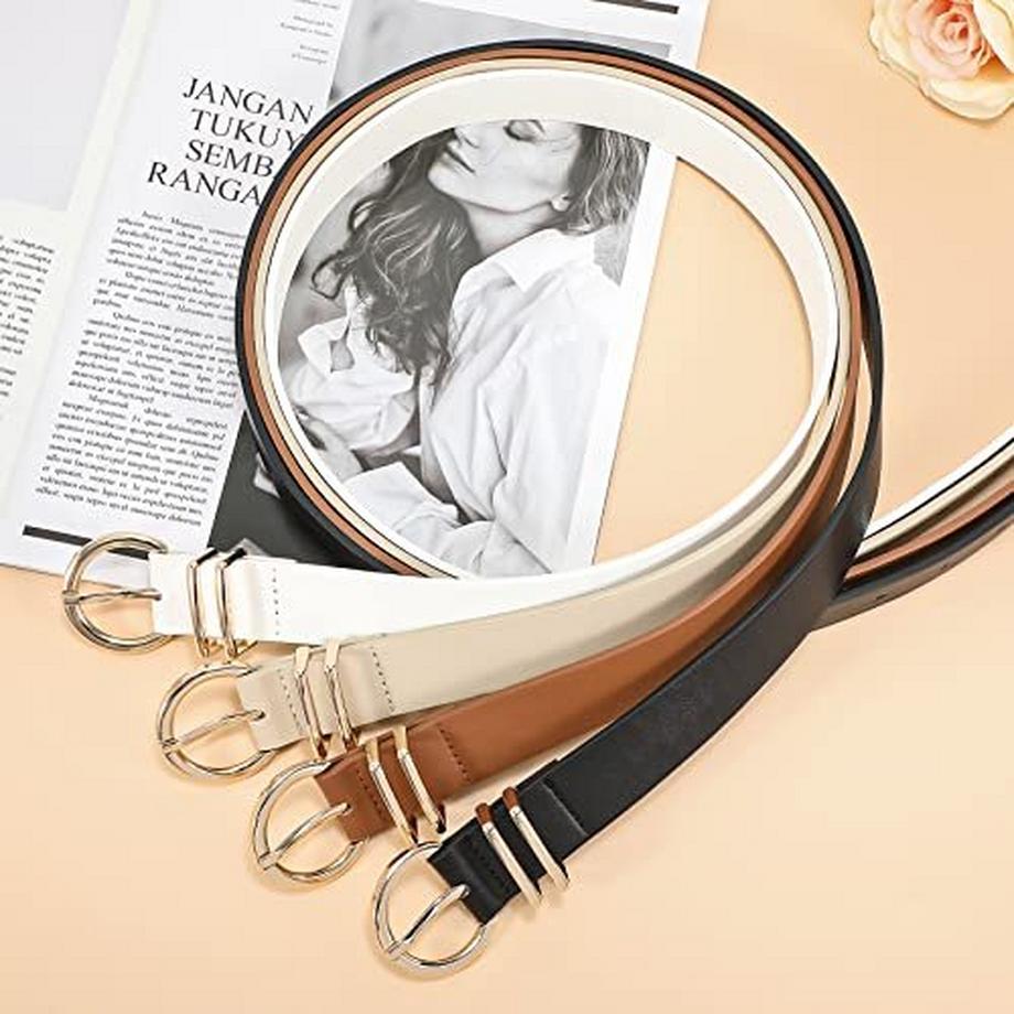 Only-bags.store 2 Pezzi Cintura in Pelle con Fibbia Dorata  